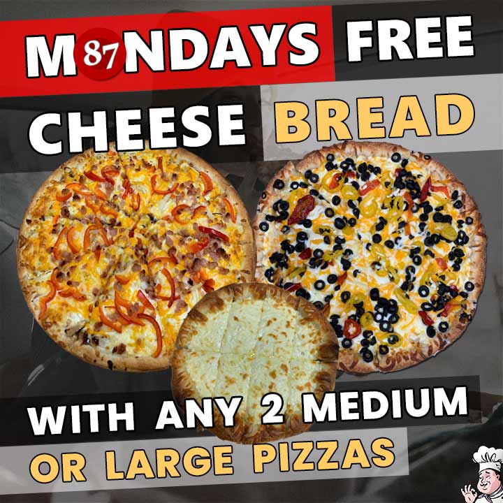 2 Pizzas and FREE Cheese Bread